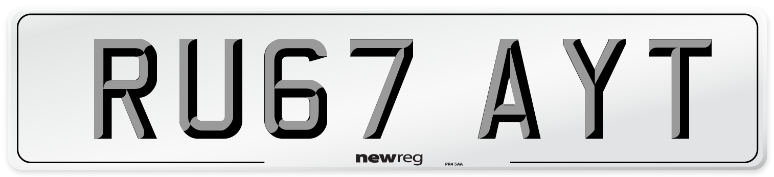 RU67 AYT Number Plate from New Reg